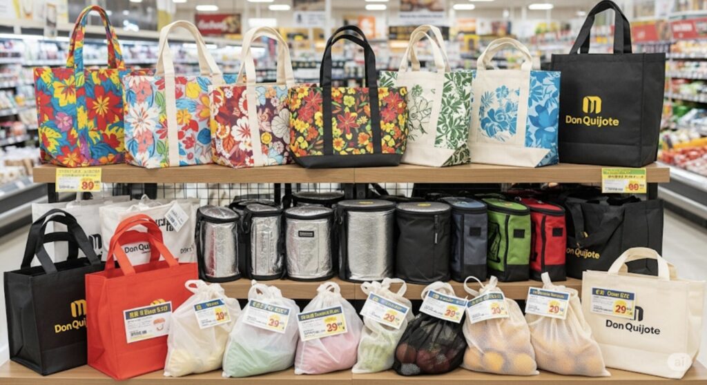 必須アイテムのエコバッグも購入可能
