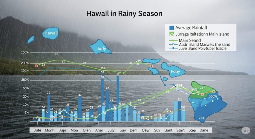 ハワイの雨季の降水量データ