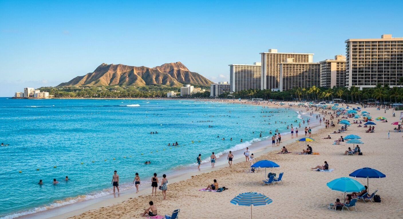 GWのワイキキビーチとダイヤモンドヘッド